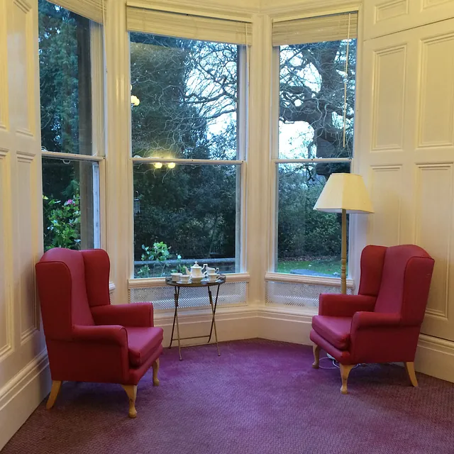 Seating in a window for a cup of tea at Hazelwood Gardens Nursing Home